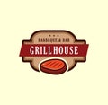 Vintage steak house logo.Set of vintage retro badge, label, logo design templates for hotdog, steak house, grill menu.