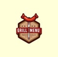 vintage steak house logo.Set of vintage retro badge, label, logo design templates for hotdog, steak house, grill menu. Royalty Free Stock Photo