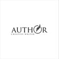 Author Write Logo Templates Design Vector Stock . vintage pen feather writer symbol, literature icon, diary sign, black illustrati Royalty Free Stock Photo