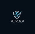 Secure World Check Logo Design. Shield Check Logo Design Vector Stock Royalty Free Stock Photo