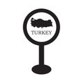 Turkey map in pin location sign. Vector illustration, isolated on white background. Royalty Free Stock Photo