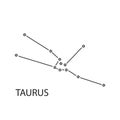 Taurus Zodiac constellation stars sign with titles.  Vector illustration, isolated on white background Royalty Free Stock Photo