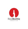 Wine bottle logo wine house red label . Beer Delivery Logo Design Template Vector Royalty Free Stock Photo