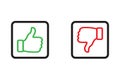 Yes and No check marks with thumbs up and down for apps and websites symbol, vector illustration Royalty Free Stock Photo