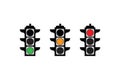 Set of traffic light in red, green, yellow. Icon sign isolated on white background.