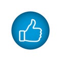 3d vector thumbs up round blue cartoon bubble emoticon for social media chat, comment reactions, icon template like emoji Royalty Free Stock Photo