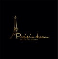 Eiffel Tower Logo Design Luxury Gold Template Paris with a black background . Eifel tower Paris Logo Design silhouette Retro Hipst