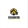 Excavator logo template vector illustration. Heavy equipment logo vector for construction company. Creative excavator and Backhoe Royalty Free Stock Photo