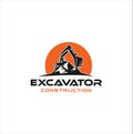 Excavator logo template vector illustration. Heavy equipment logo vector for construction company. Creative excavator and Backhoe Royalty Free Stock Photo