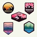 Set Of Mountain Logo Outdoor Adventure, Badges, Banners, Emblem For Mountain, Hiking, Camping, Expedition And Outdoor Adventure. E Royalty Free Stock Photo