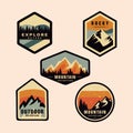 Set Of Mountain Logo Outdoor Adventure, Badges, Banners, Emblem For Mountain, Hiking, Camping, Expedition And Outdoor Adventure. E Royalty Free Stock Photo