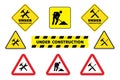 Nine construction signs drawing by illustration