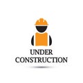 Icon for construction worker, engineer, builder with `Under construction` text in flat style for web site design, logo, app. Royalty Free Stock Photo
