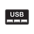 Usb port sign isolated on white background. Vector icon concept drawing. Royalty Free Stock Photo
