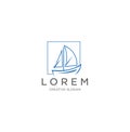 Boat Logo Mono Line Design Inspiration Stock . Simple Ship Logo Line Template . Yacht Logo Design
