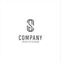 Monogram Letter S Logo With Thin Black Monogram Outline Contour. Modern Trendy Letter S Design Vector Illustration.