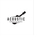 Acoustic Guitar Logo Retro Hipster . Guitar logo on white background . Music Logo Design Template