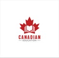 Canadian education Logo , library, learning writer logo set illustration . Study Canada Logo design. Book Logo Design .Mapl