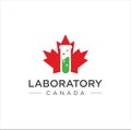 Maple Leaf Lab Logo Icon Stock Vector . Canadian lab Logo Design vector illustration Royalty Free Stock Photo