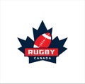 Canadian Rugby Logo Design vector illustration. maple leaf rugby logo . Canadian Sport Logo .