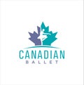 Canadian Ballet Logo Design vector illustration. maple leaf Ballet logo . Canada Ballet Logo .