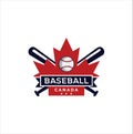 Canadian Baseball Logo Design vector illustration. maple leaf Baseball logo . Canadian Sport Logo . Canada Baseball Logo Royalty Free Stock Photo