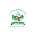 Canada Christmas Logo Design vector illustration . Merry Christmas logo sign and symbol element . Canada Maple Leaf and Independen