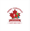 Canada Christmas Logo Design vector illustration . Merry Christmas logo sign and symbol element . Canada Maple Leaf and Independen