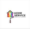 Home real estate painting logo service . Home Paint Logo . Home Service Logo Illustration colorful . Home Repair Logo . House Real Royalty Free Stock Photo