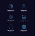 Set of Circle Tech logo template,Technology logo simple tech design. Vector creative abstract circle round flow shape modern icon