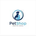 Pet Shop Logo . Pet logo design . Dog cat logo . Animal Pet Care Logo . Vet logo, Pet Store . Pet Health Logo Royalty Free Stock Photo