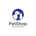 Pet Shop Logo . Pet logo design . Dog cat logo . Animal Pet Care Logo . Vet logo, Pet Store . Pet Health Logo Royalty Free Stock Photo