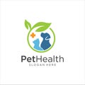 Pet Shop Logo .Leaf Nature Pet logo design . Dog cat logo . Animal Pet Care Logo . Vet logo, Pet Store . Pet Health Logo Royalty Free Stock Photo