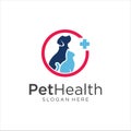 Pet Shop Logo . Pet logo design . Dog cat logo . Animal Pet Care Logo . Vet logo, Pet Store . Pet Health Logo Royalty Free Stock Photo