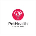 Pet Shop Logo . Pet logo design . Dog cat logo . Animal Pet Care Logo . Vet logo, Pet Store . Pet Health Logo Royalty Free Stock Photo