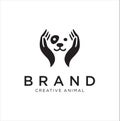 Dog Hand Logo Stock Illustrations . Dog care Logo . Pet care logo icon symbols Royalty Free Stock Photo