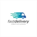 Fast delivery logo Design Vector illustration . Delivery truck logo . Delivery truck icon cargo van moving fast