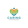 Caring Logo Design Vector Stock Illustration . We Care Logo . Caring Hands Logo . Love Care Logo Template