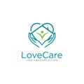 Caring Logo Design Vector Stock Illustration . We Care Logo . Caring Hands Logo . Love Care Logo Template Royalty Free Stock Photo