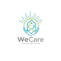 Caring Logo Design Vector Stock Illustration . We Care Logo . Caring Hands Logo . Love Care Logo Template