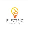 Electric Bulb Logo Icon Vector Design Stock Vector . Bulb Tech Logo . Digital Bulb Logo . Smart bulb tech logo icon . Idea creativ Royalty Free Stock Photo