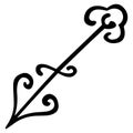 Black emblem of the zodiac sign Sagittarius hand-drawn in the old style. Isolated design element with decorative curlicue. Greek a Royalty Free Stock Photo