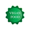 Vegan food green seal ribbon sticker isolated on white background