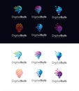 Set Of bulb tech logo icon . Idea creative light bulb logo . Bulb digital logo technology Idea .Bulb Logo Design Colorfull .