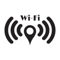 Vector Wi-Fi network icon with position pointer