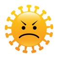 Angry corona virus face icon.