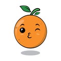 Illustration graphic vector of cute orange, cartoon tropical fruit characters in kawaii style, isolated on white background. vecto Royalty Free Stock Photo