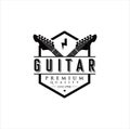 Guitar logo Design Vector Stock Illustration . Guitar Shop Logo . Rock music festival logo. Guitar School Logo . Festival Music Ro Royalty Free Stock Photo