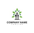 Leaf Cutlery Logo Design Template . Healthy Food logo vector . Restaurant Logo Design .