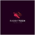 Abstract Rabbit Tech Logo Design . Rabbit Run Technology Icon Vector Logo . Rabbit Digital Logo